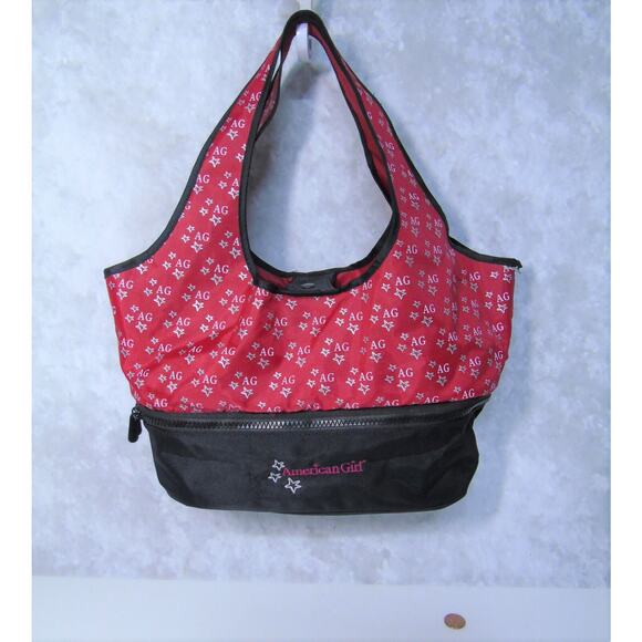 American Girl Red Black DOLL CARRIER Shoulder Tote Bag Purse w/ Accesories Pouch - Picture 2 of 9